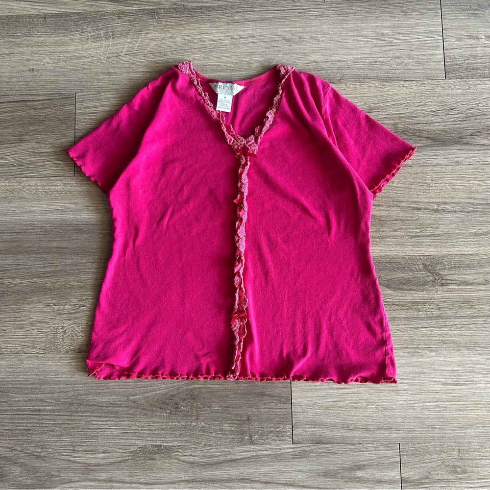 Vintage Pink Short Sleeve Cardigan